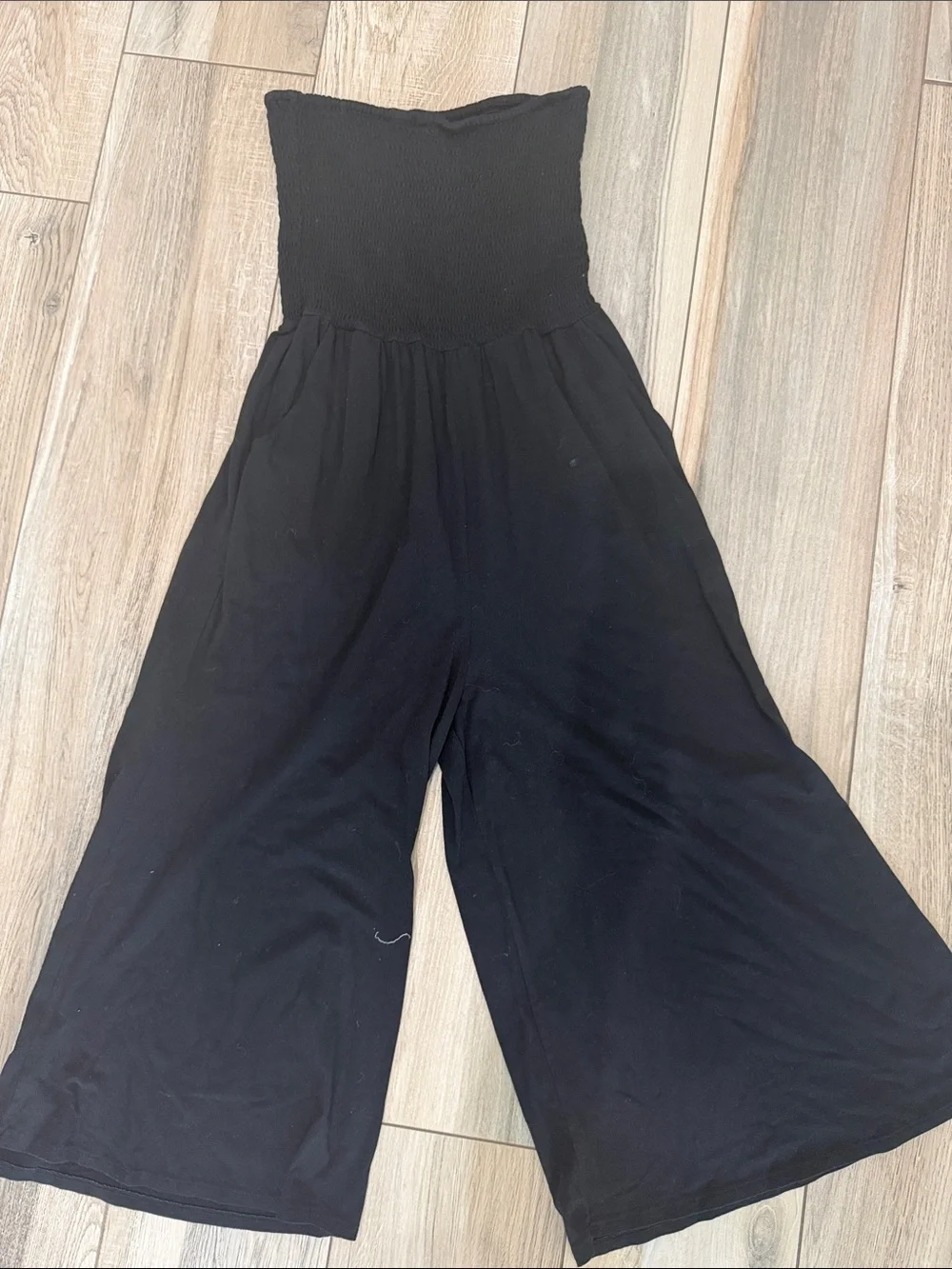 bobi Black Strapless Wide-Leg Jumpsuit - Picture 1 of 4